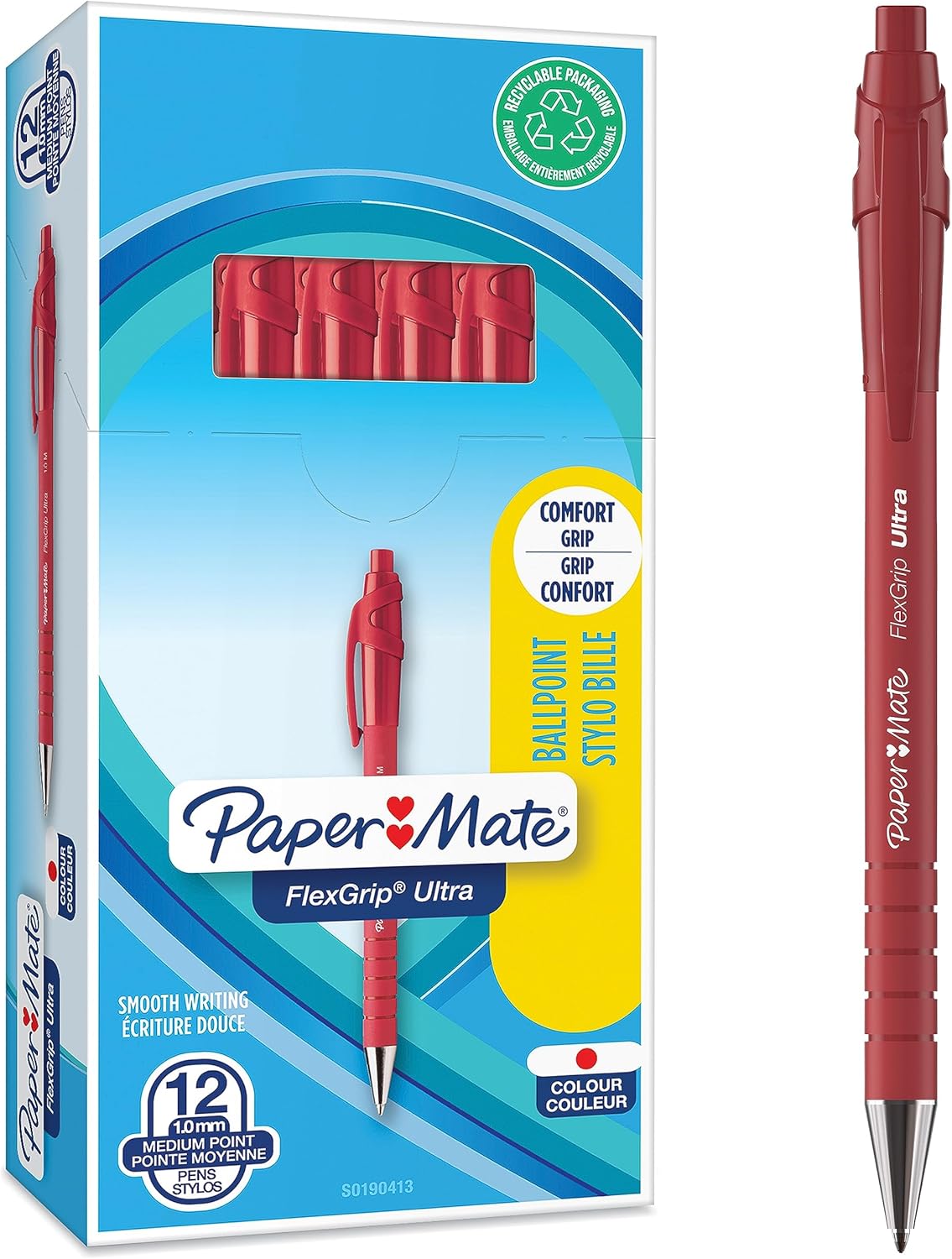 Paper Mate Flexgrip Ultra RT Punta Media 1.0MM - Rossa