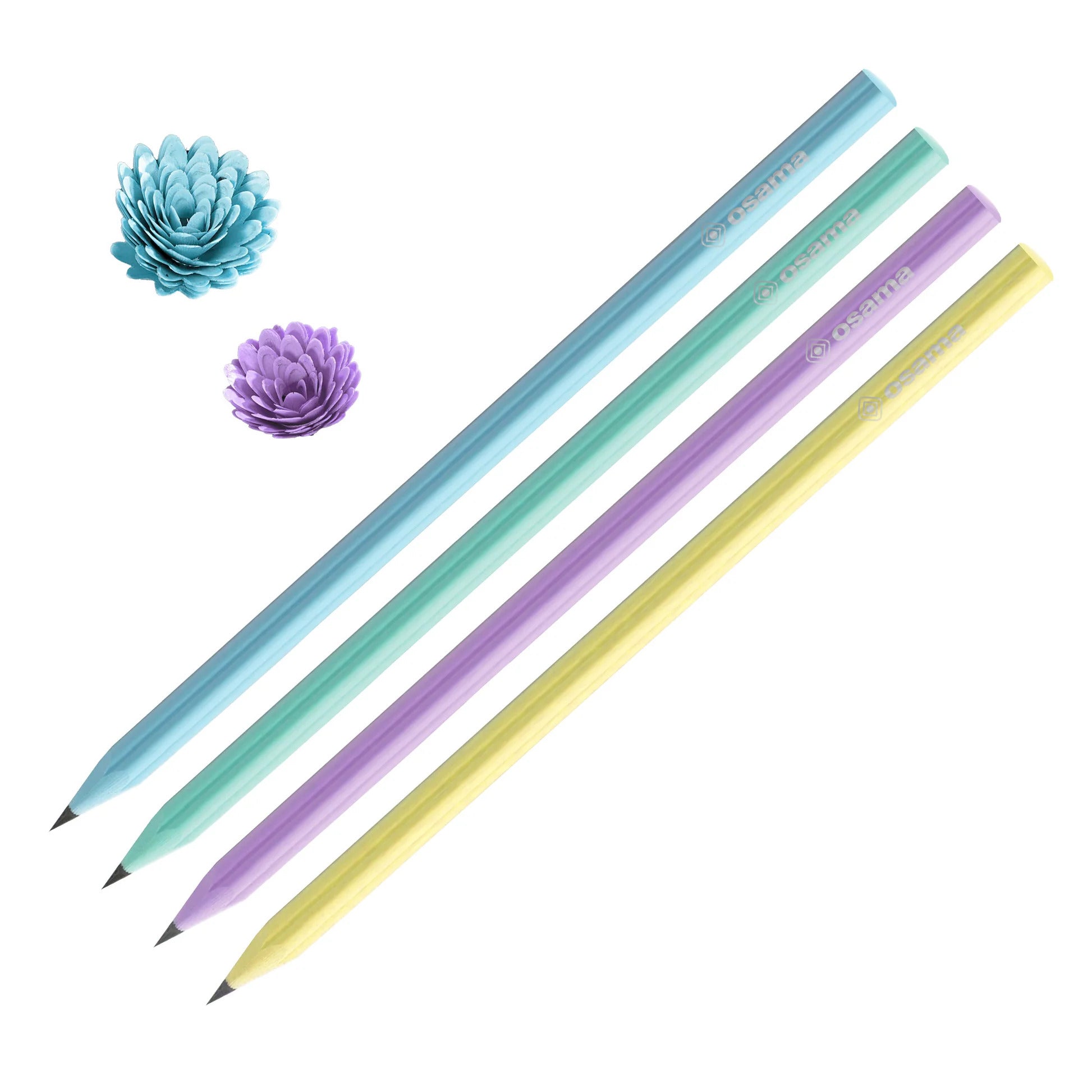 Osama - Matita HB con fusto a fiore rainbow pastel - Azzurro