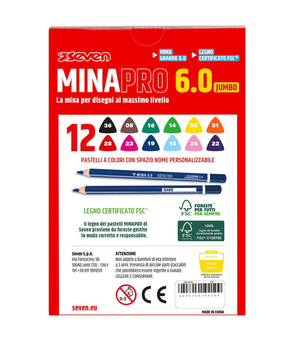 12 Pastelli a Colori Seven® Mina Pro 6.0