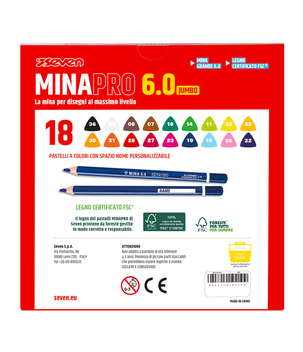 18 Pastelli a Colori Seven® Mina Pro 6.0