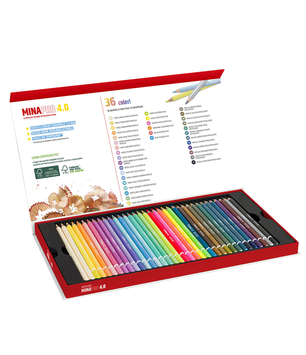Seven® - 36 Pastelli Mix a Colori Mina Pro 4.0