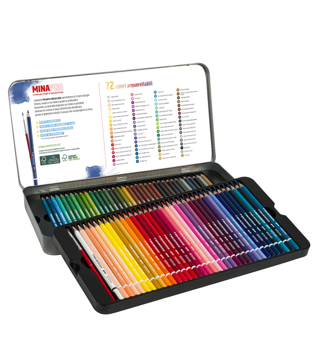 Seven® - 72 Pastelli a Colori Mina Pro Watercolor