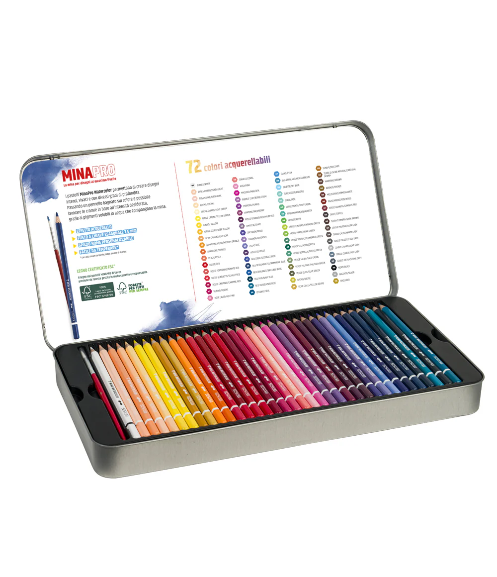 Seven® - 72 Pastelli a Colori Mina Pro Watercolor