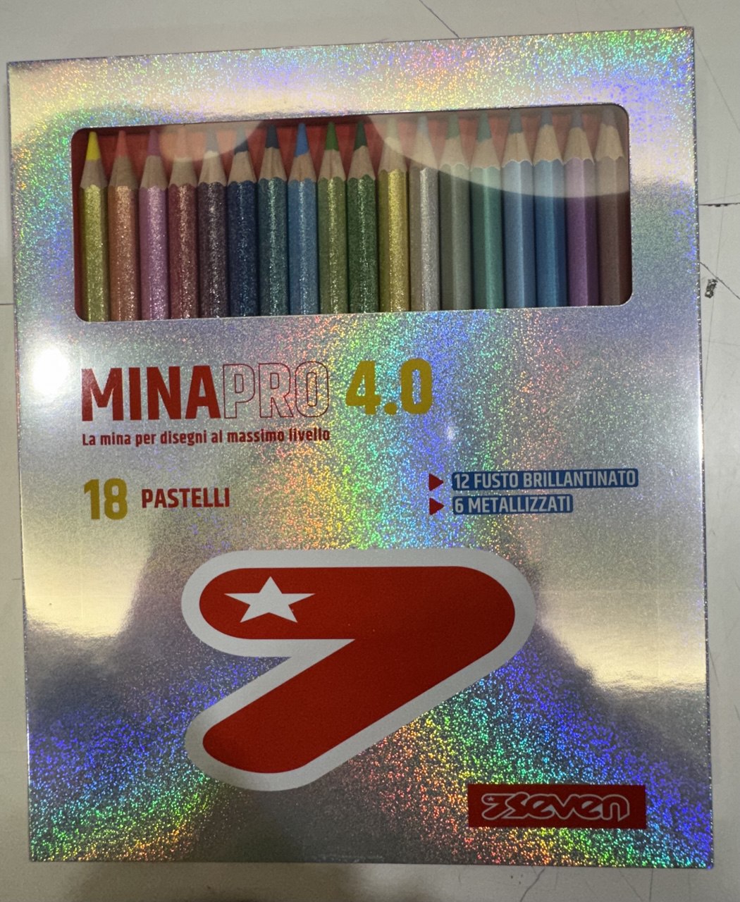 SEVEN - MINAPRO 4.0 12 PASTELLI FUSTO BRILL+ 6 METALLIZZATI