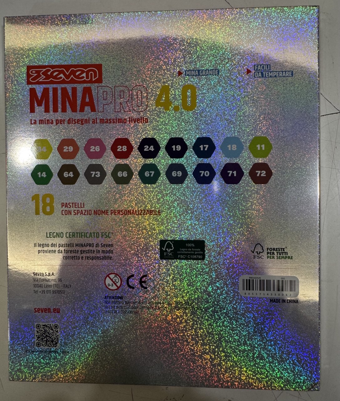 SEVEN - MINAPRO 4.0 12 PASTELLI FUSTO BRILL+ 6 METALLIZZATI
