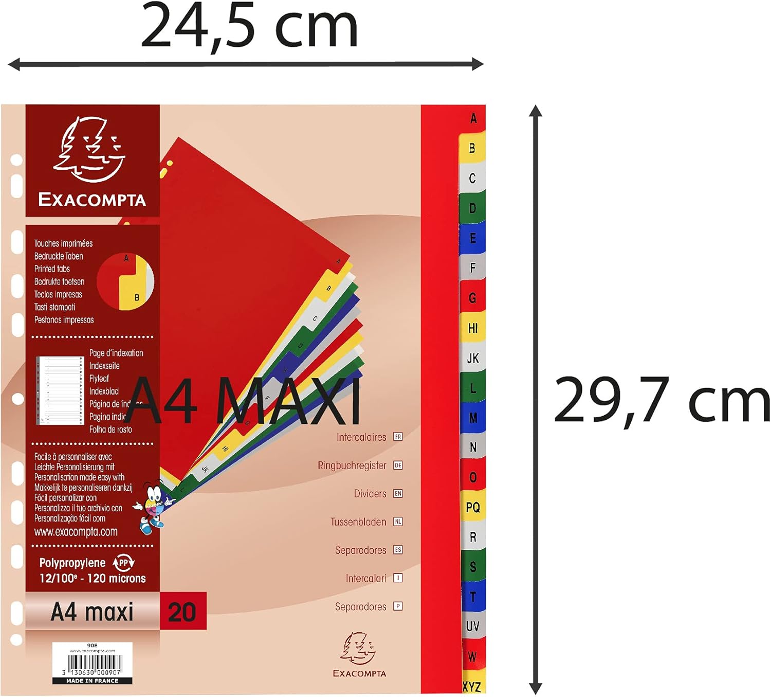 INTERCALARI A-Z A4+ PP CON TASTI STAMPATI