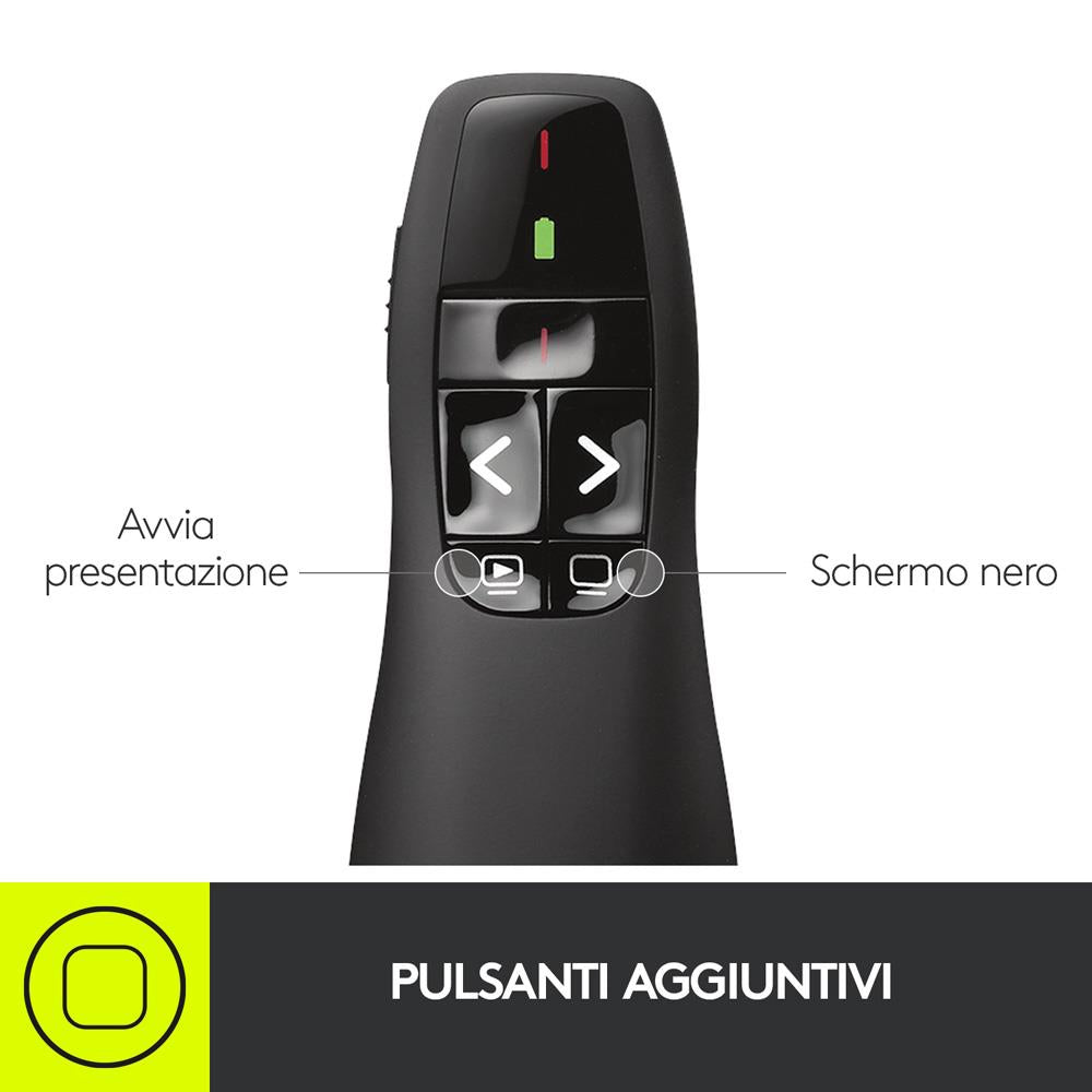 PRESENTER LOGITECH WIRELESS MOUSE R400 1000 dpi 5 tasti