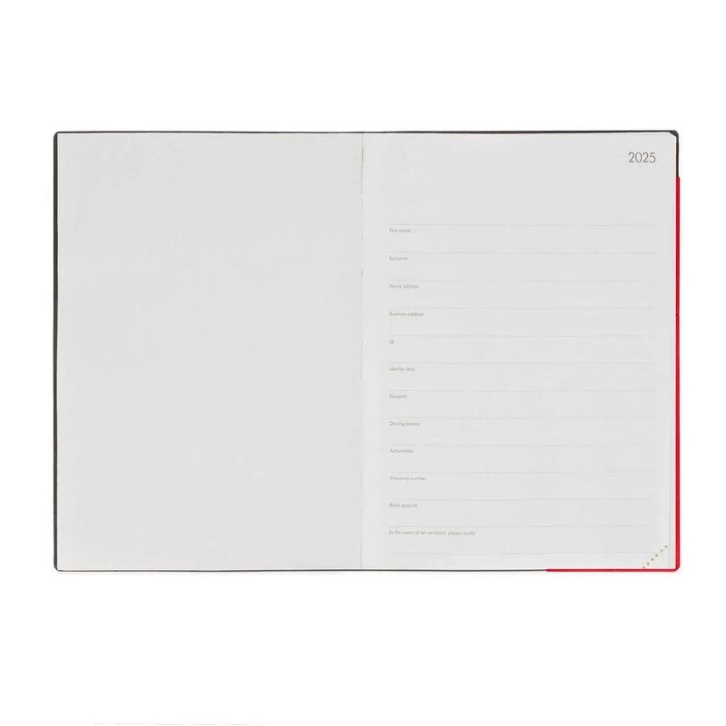 Agenda giornaliera 12 mesi grande 2025 Rosso Radiante