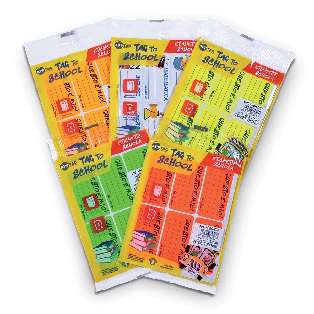 Etichette FLUO/FANT f.to 70x37 in busta 6 et. per foglio