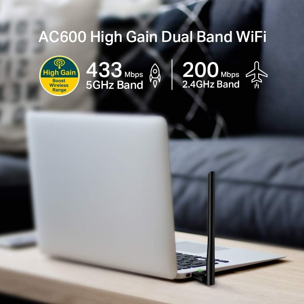 Scheda wireless AC600 con adattatore USB e antenna esterna