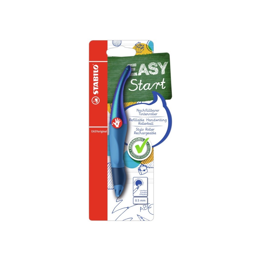 Penna Roller Ergonomica Per Destrimani - Inchiostro Blu