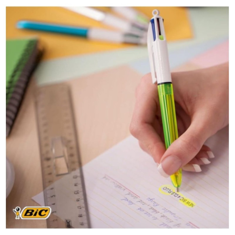 Penna a sfera  BIC 4 Colours Fluo punta 1/1 6 mm