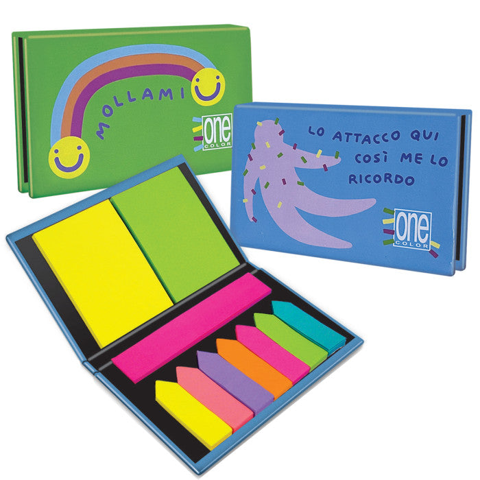 KIT FOGLI ADESIVI RIPOSIZIONABILI + SEGNAPAGINA DISEGNETTI