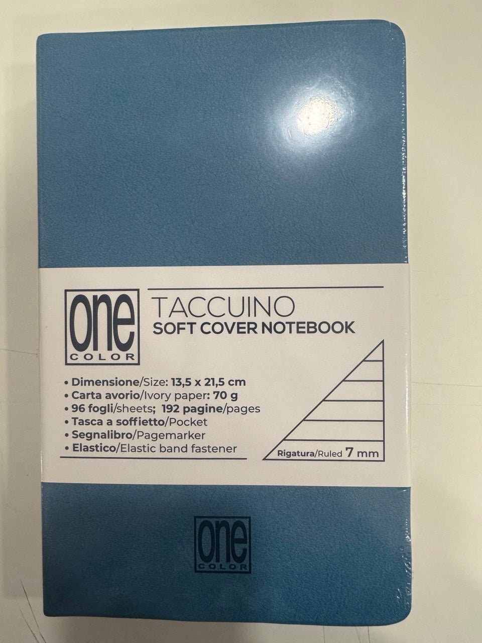 ONE COLOR TACCUINO A5 AZZURRO SOFT RIGATURA 7MM