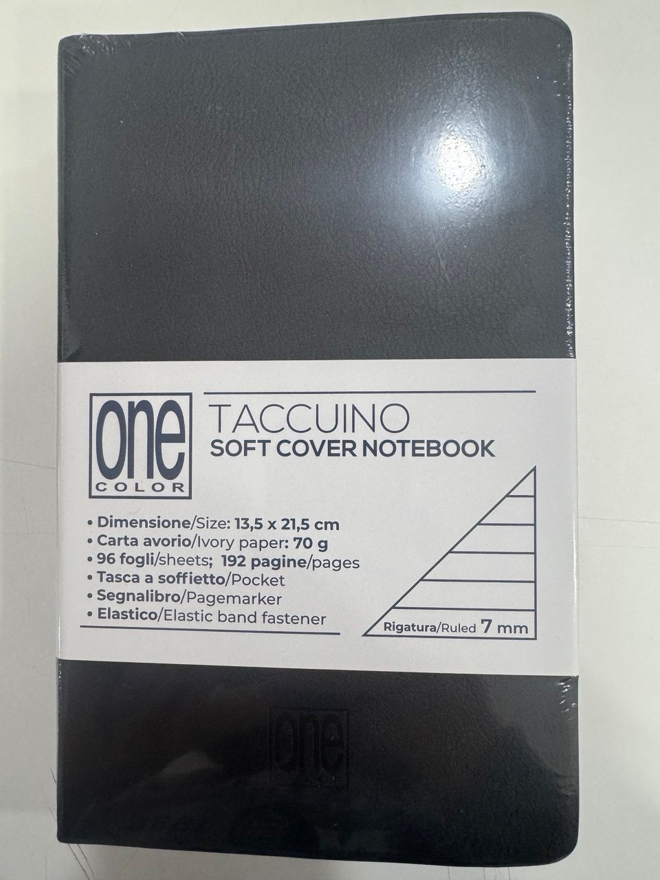 ONE COLOR TACCUINO A5 NERO SOFT RIGATURA 7MM