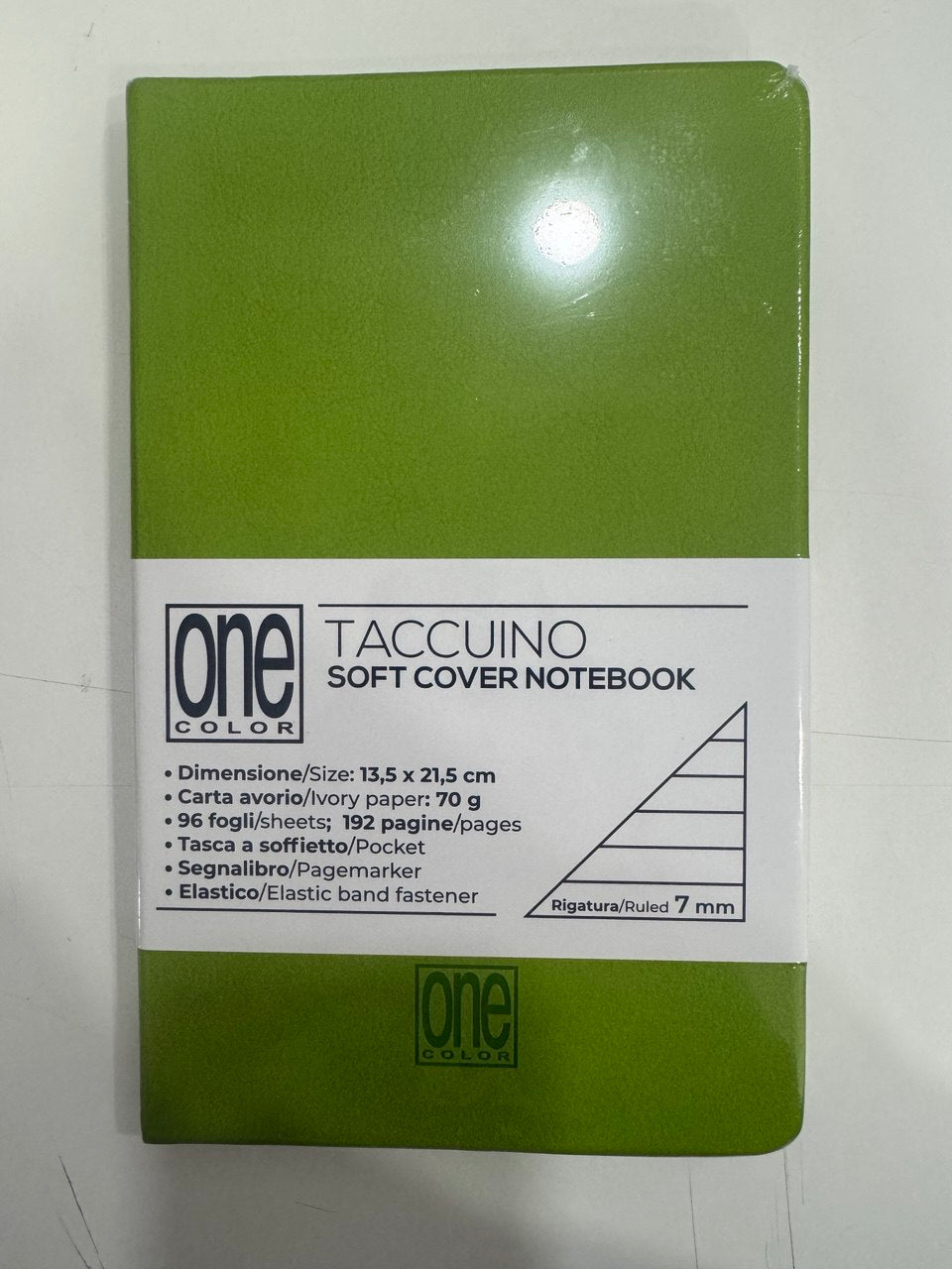ONE COLOR TACCUINO A5 VERDE SOFT RIGATURA 7MM