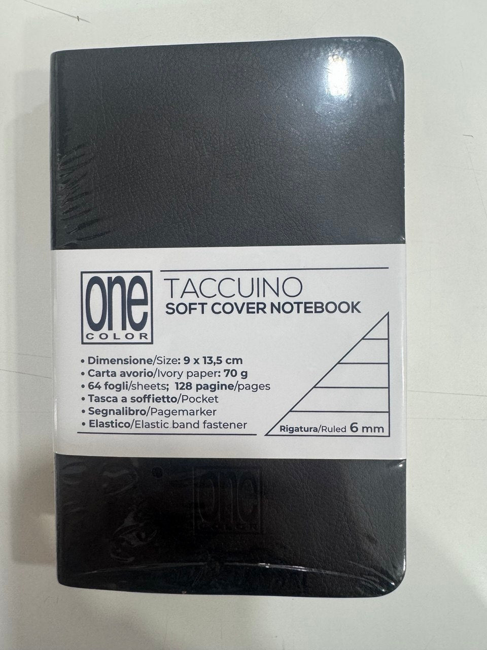 ONE COLOR TACCUINO NERO A6 SOFT RIGATURA 6MM