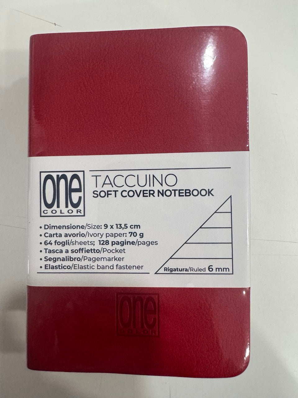 ONE COLOR TACCUINO ROSSO A6 SOFT RIGATURA 6MM