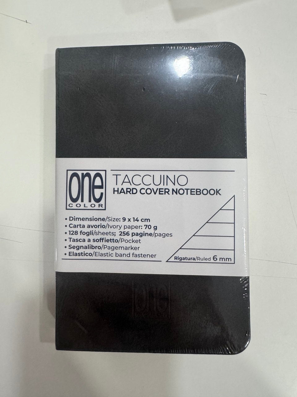ONE COLOR TACCUINO NERO A6 HARD RIGATURA 6MM