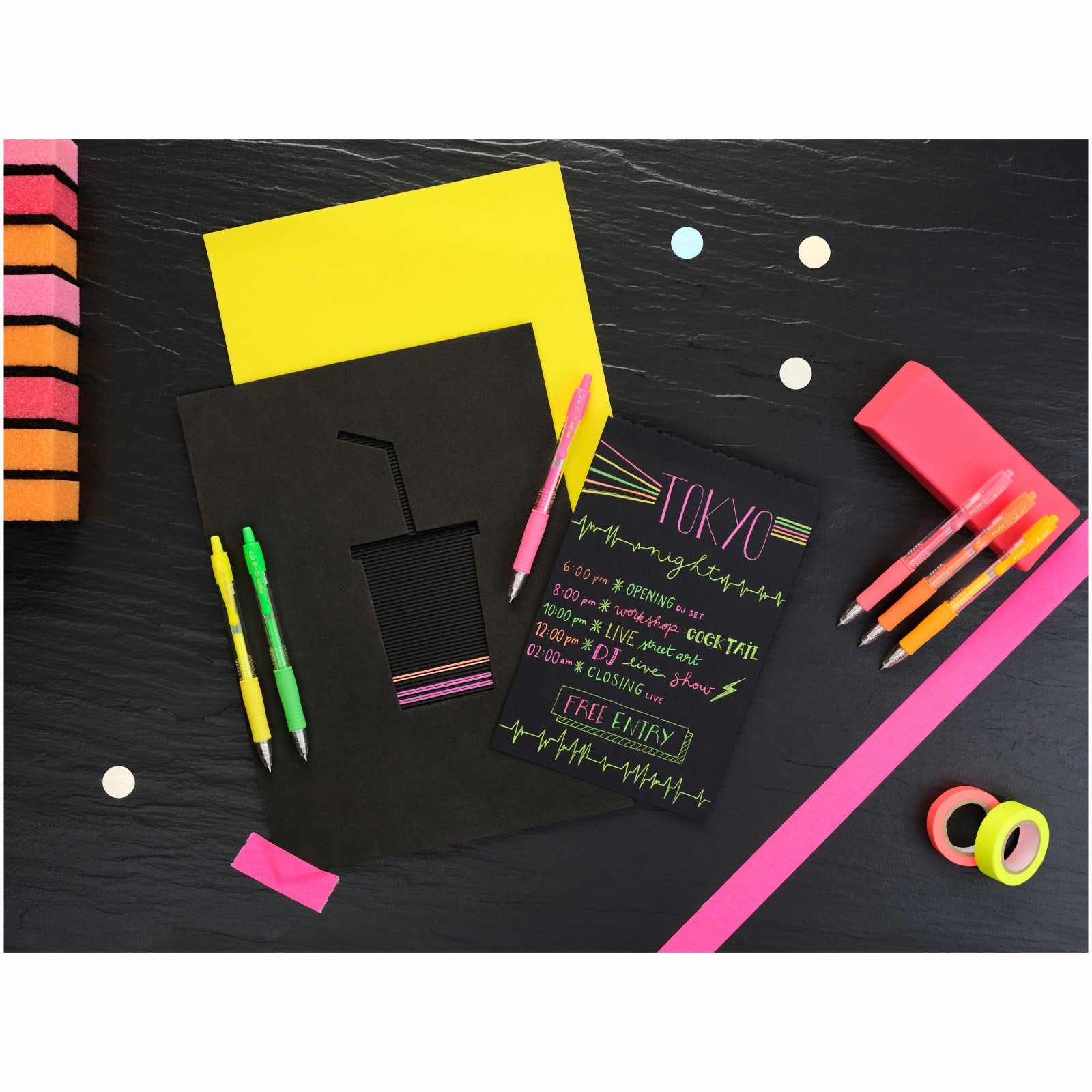 Penna gel a scatto Pilot Neon G2 07mm Arancio Chiaro