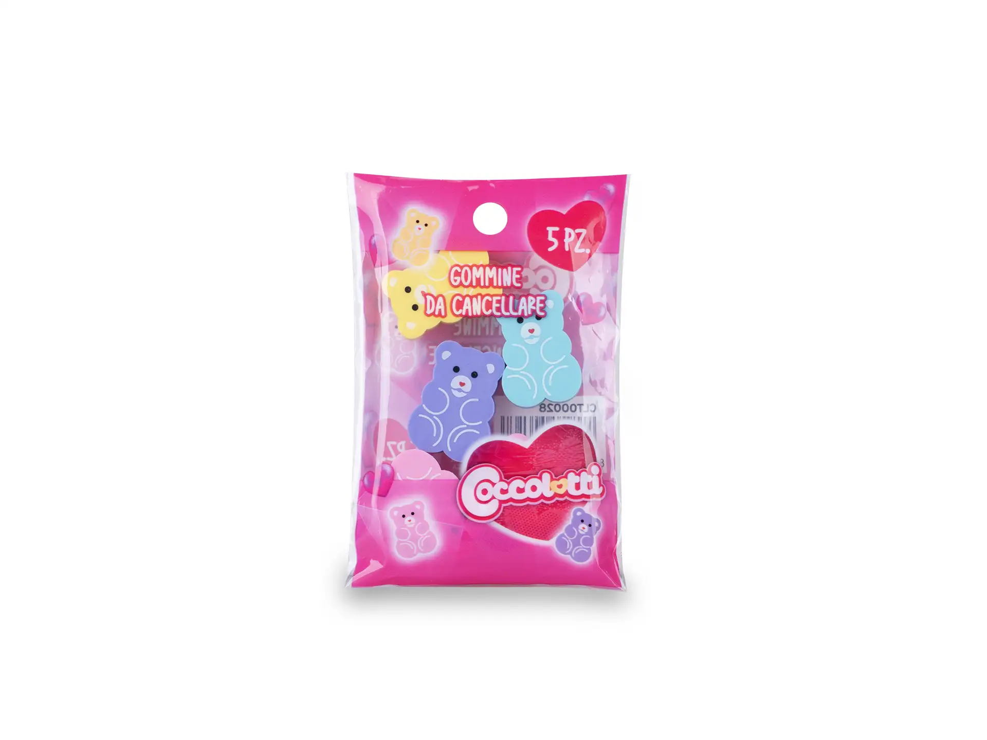 Bustina 5 mini gomme da cancellare - Coccolotti