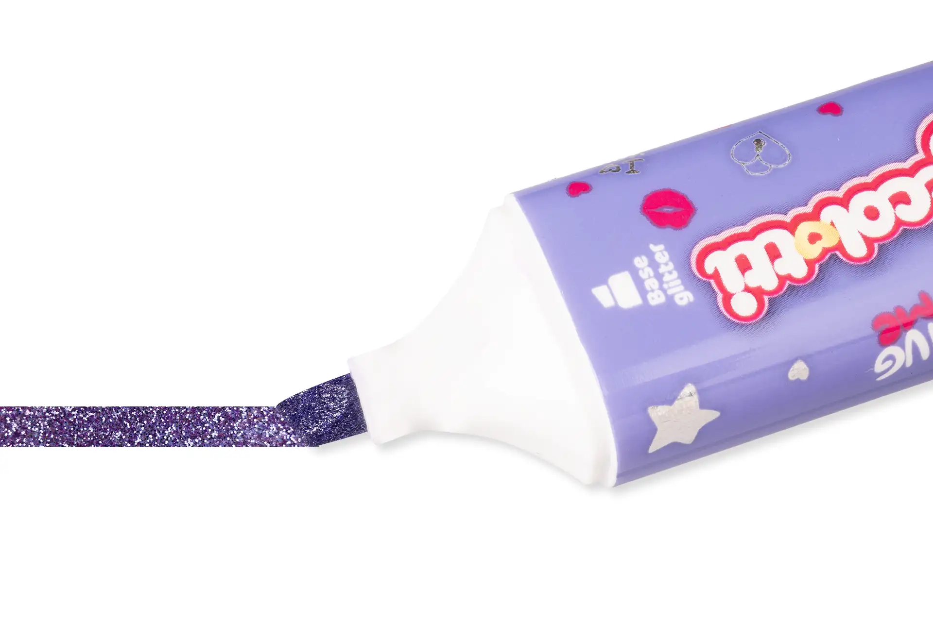 Set 3 evidenziatori glitter con timbro - Coccolotti