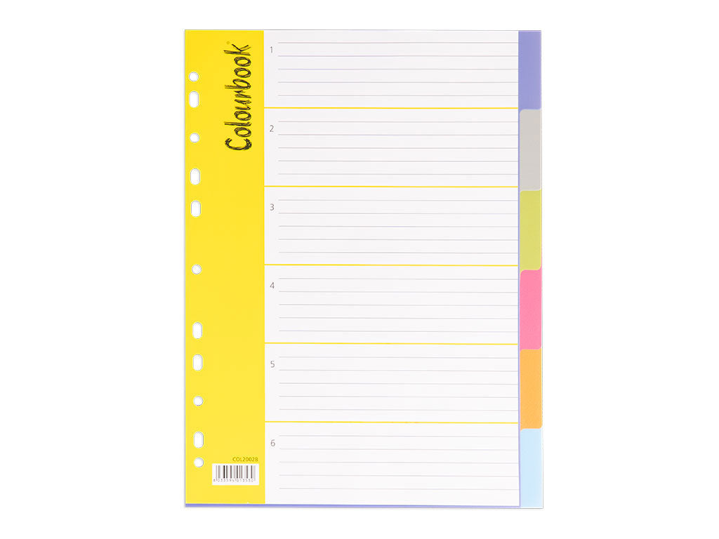 CF 10 PZ. Divisori PPL A4 6 tasti COLOURBOOK