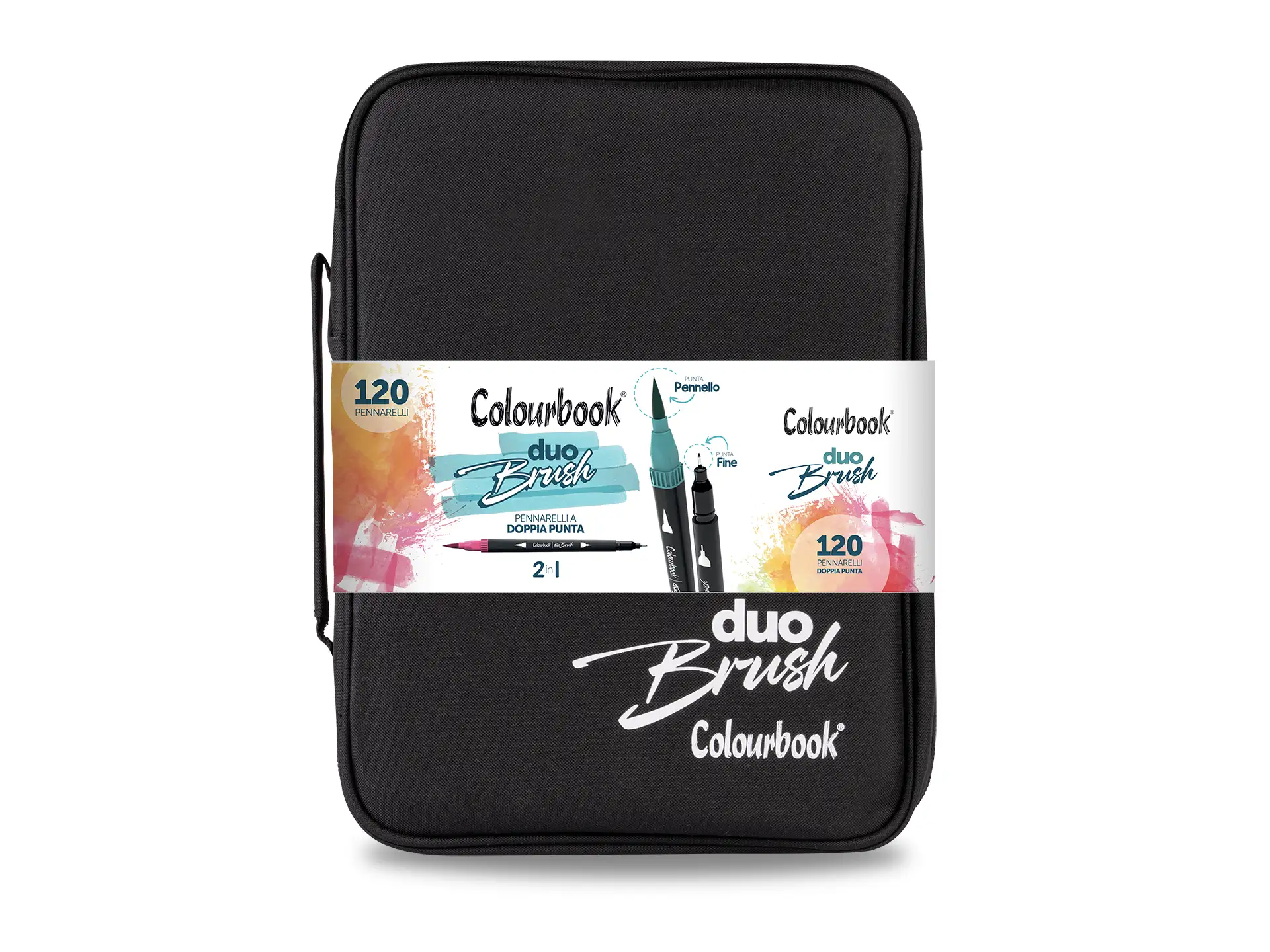 Valigetta 120 pennarelli - Duo Brush Black By Colourbook