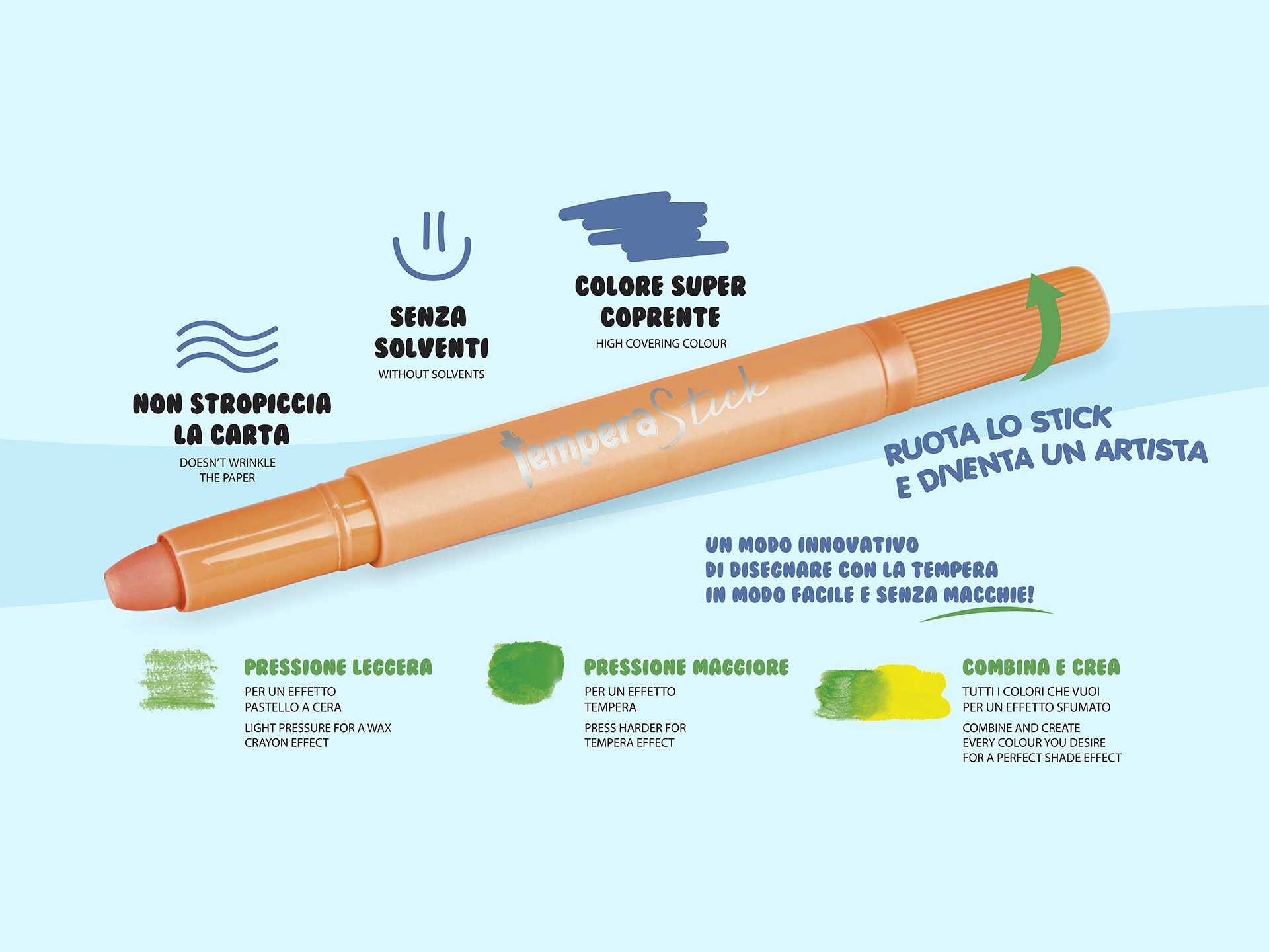 Colourbook Tempera Stick Rainbow 24 colori