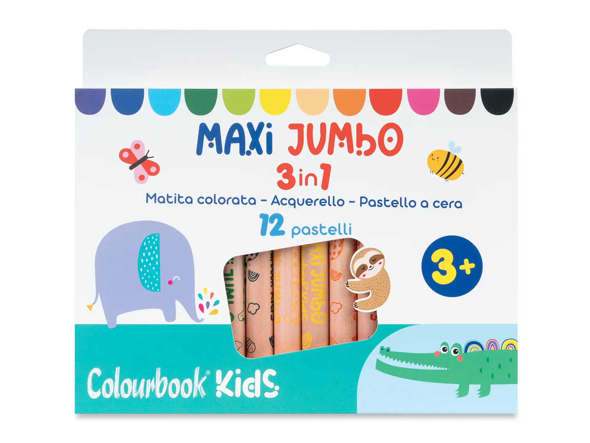Set 12 matite colorate Maxi Jumbo 3 in 1 By Colourbook