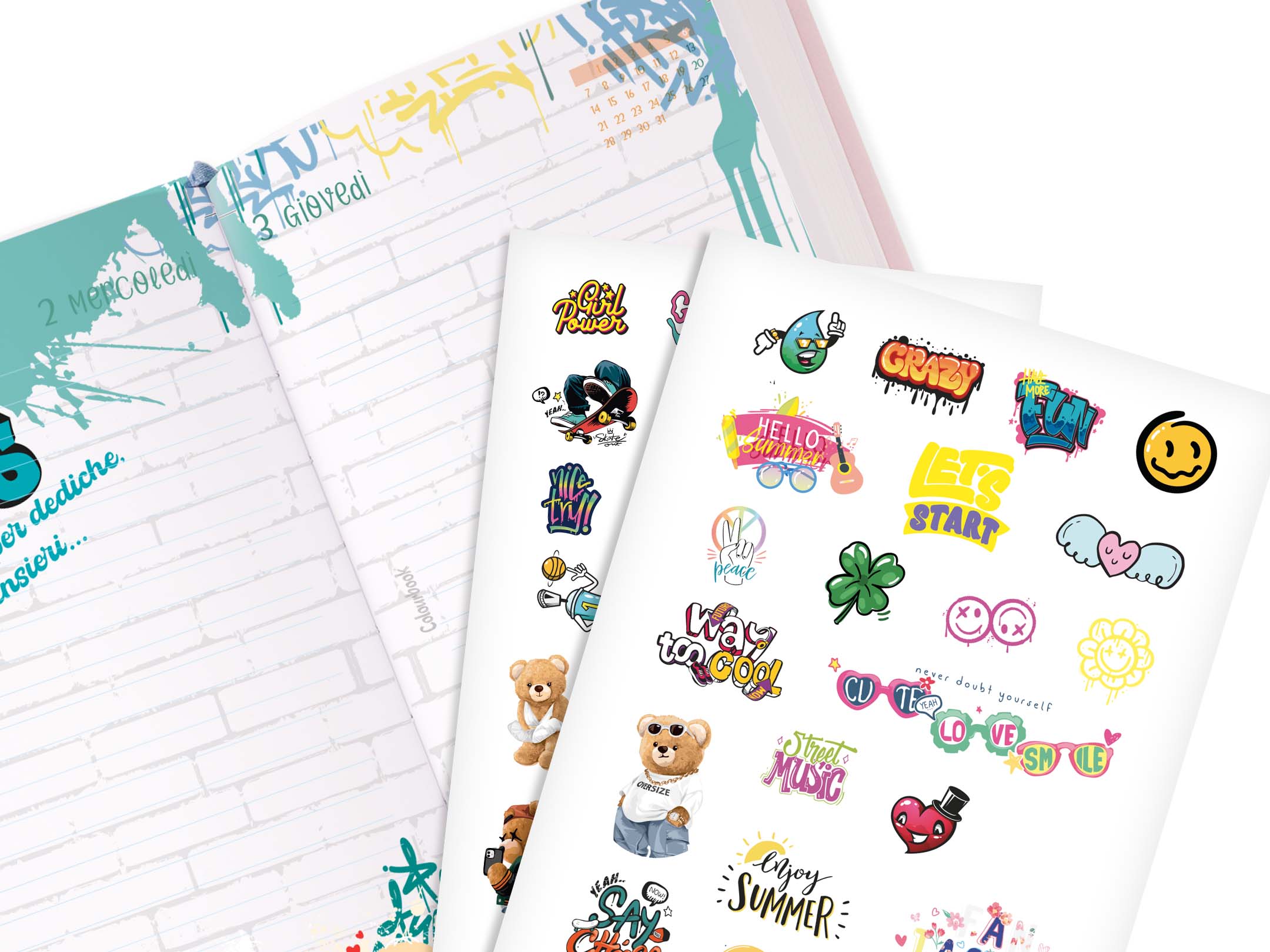 Diario scolastico Funny and bears 2024/2025 Born to Skate