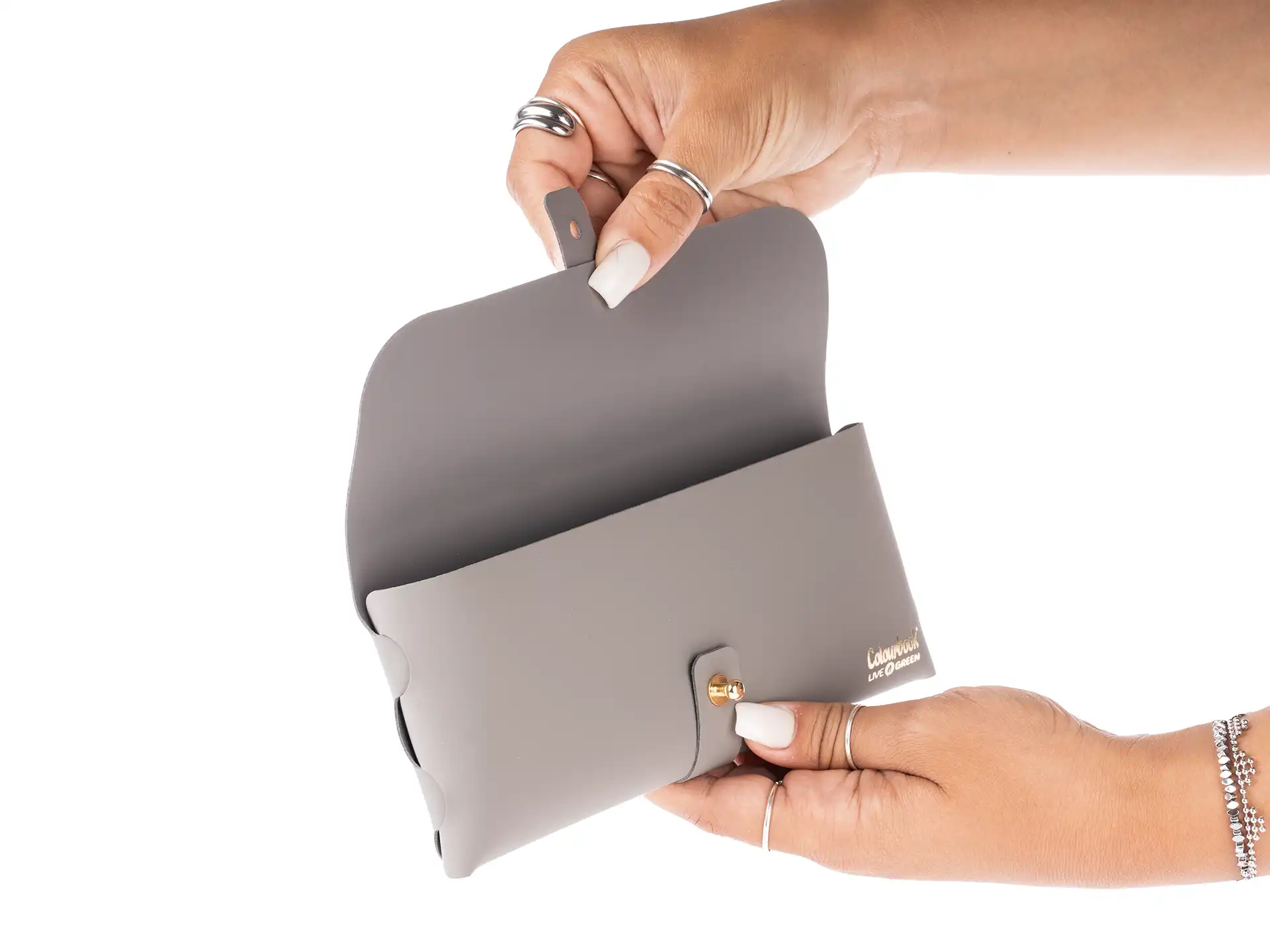 Colourbook - Pochette con cordoncino Live Green - Grigio