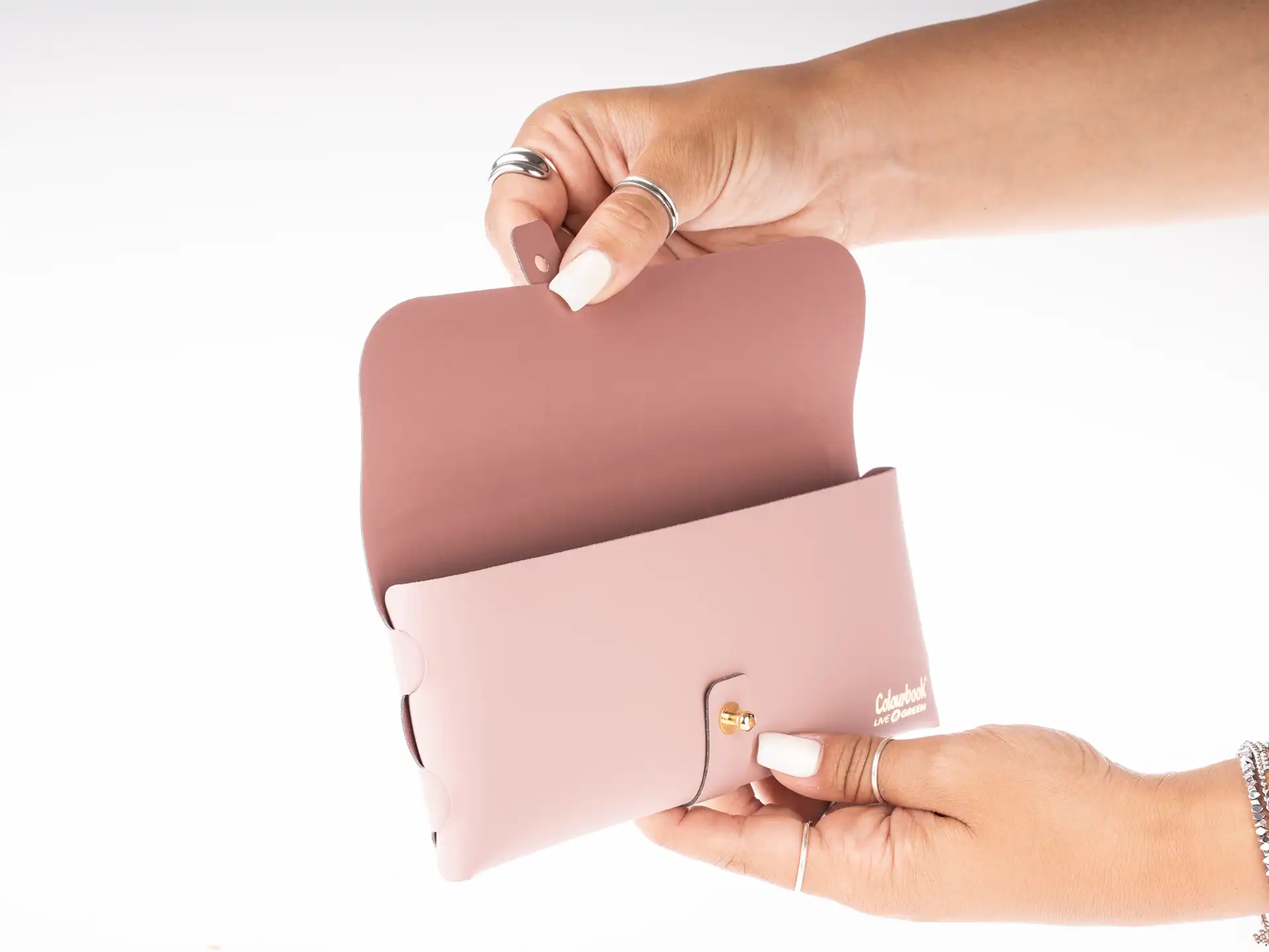 Colourbook - Pochette con cordoncino Live Green - Rosa