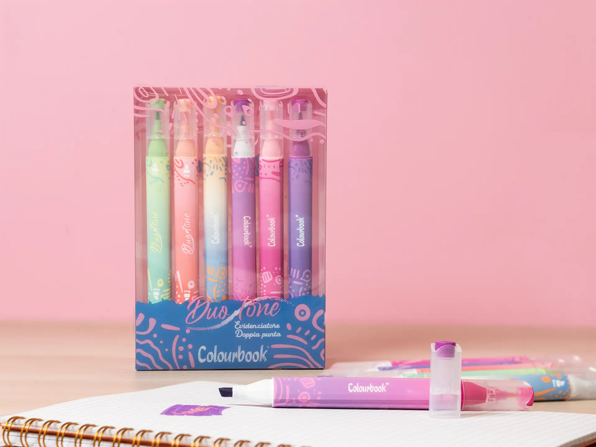 Set 6 evidenziatori doppia punta – Duotone By Colourbook
