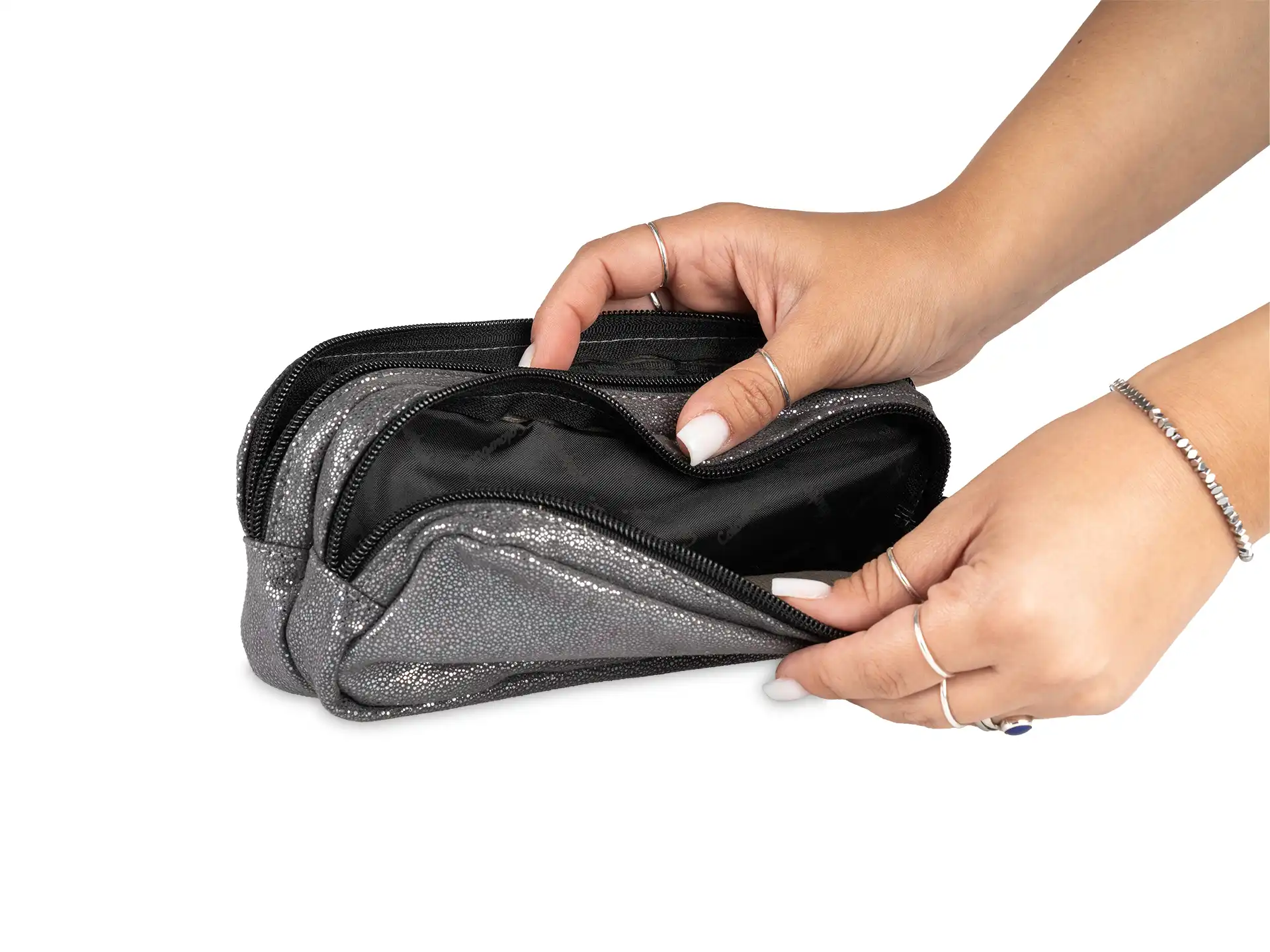 Colourbook Astuccio due scomparti Prisma - Argento