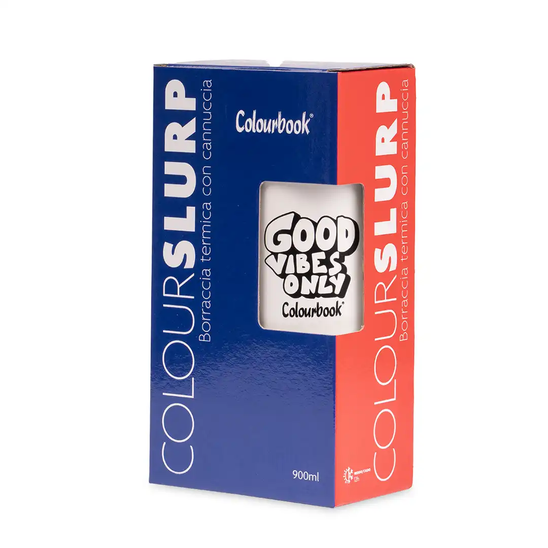 Borraccia termica con cannuccia 900ml Colour Slurp - Bianco