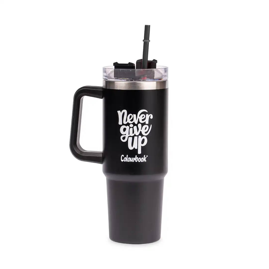 Borraccia termica con cannuccia 900ml Colour Slurp - Nero