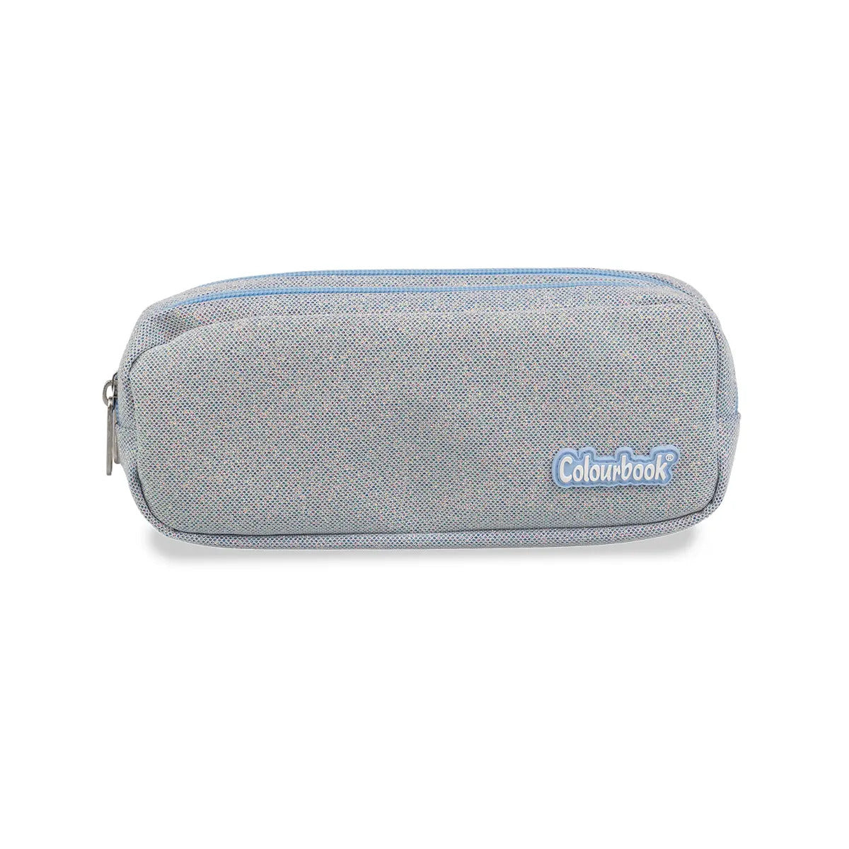 Astuccio 2 zip Glitter - Celeste Chiaro
