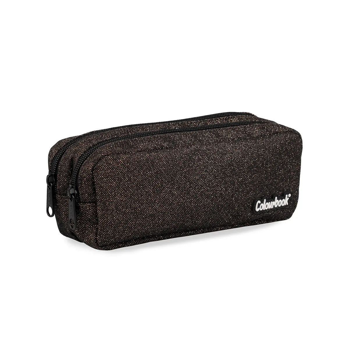 Astuccio 2 zip Glitter - Bronzo