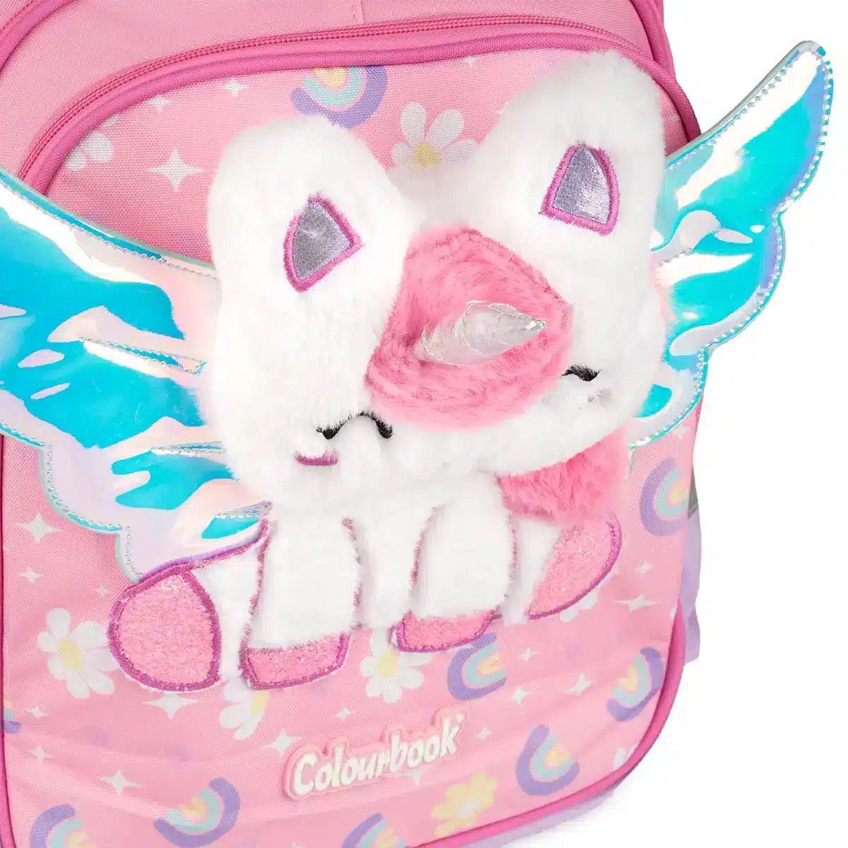 Zaino scuola con peluche in rilievo - Unicorn
