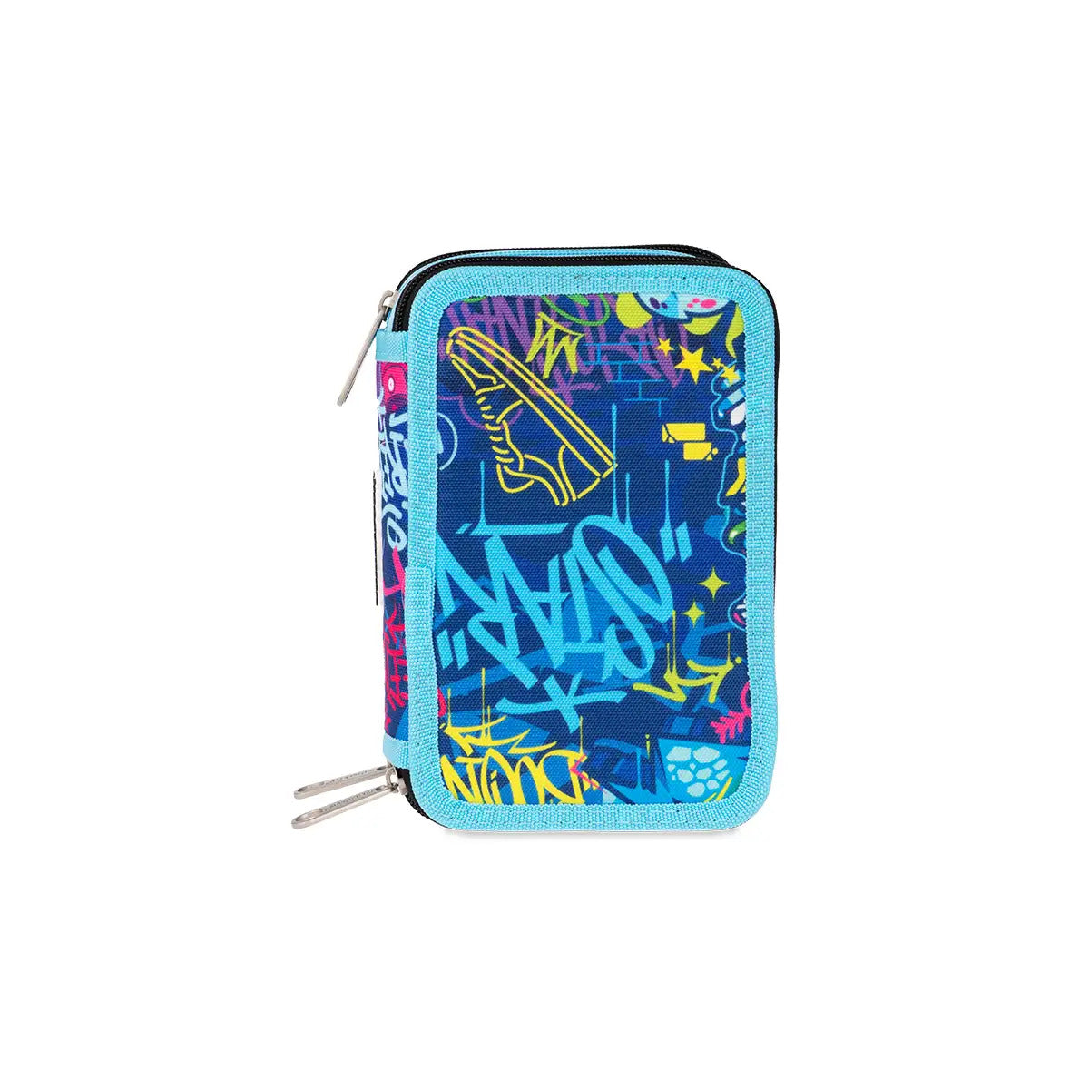 Astuccio 3 zip Urban Wave - Azzurro