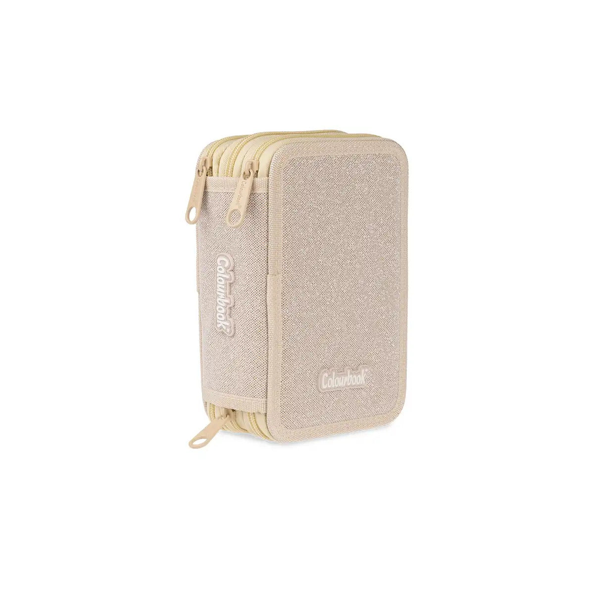 Astuccio 3 zip Glitter - Oro
