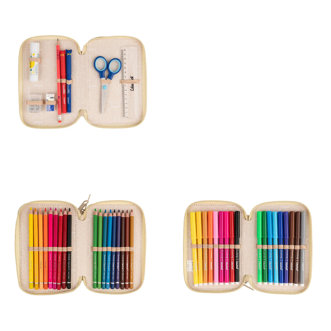 Astuccio 3 zip Glitter - Oro