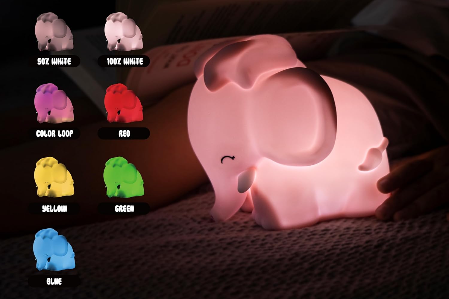 DHINK - Luce notturna ricaricabile a LED - Elefantino