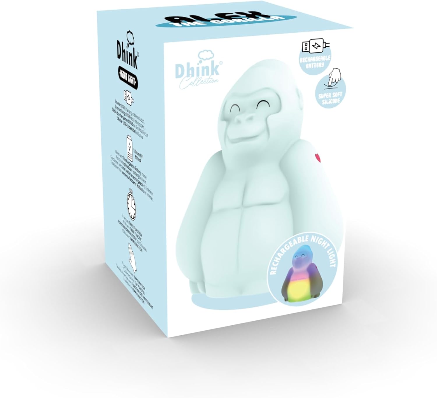 DHINK - Luce notturna ricaricabile LED - Gorilla