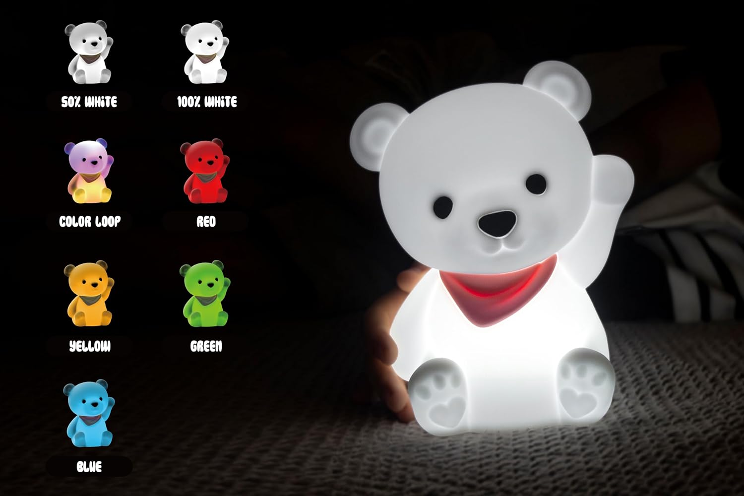 DHINK - Luce notturna ricaricabile LED - Orsetto