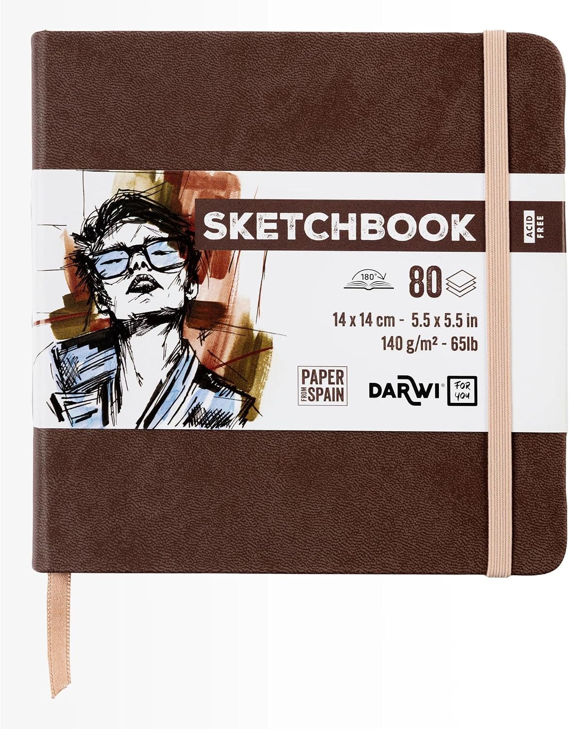 SKETCHBOOK 80FF 14x14CM 140GR - Marrone