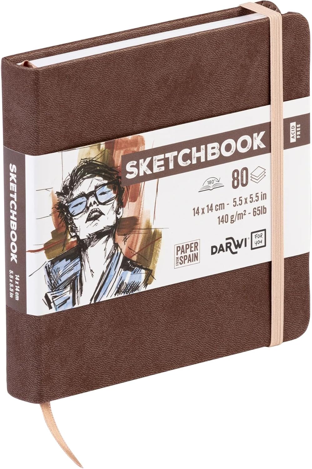 SKETCHBOOK 80FF 14x14CM 140GR - Marrone