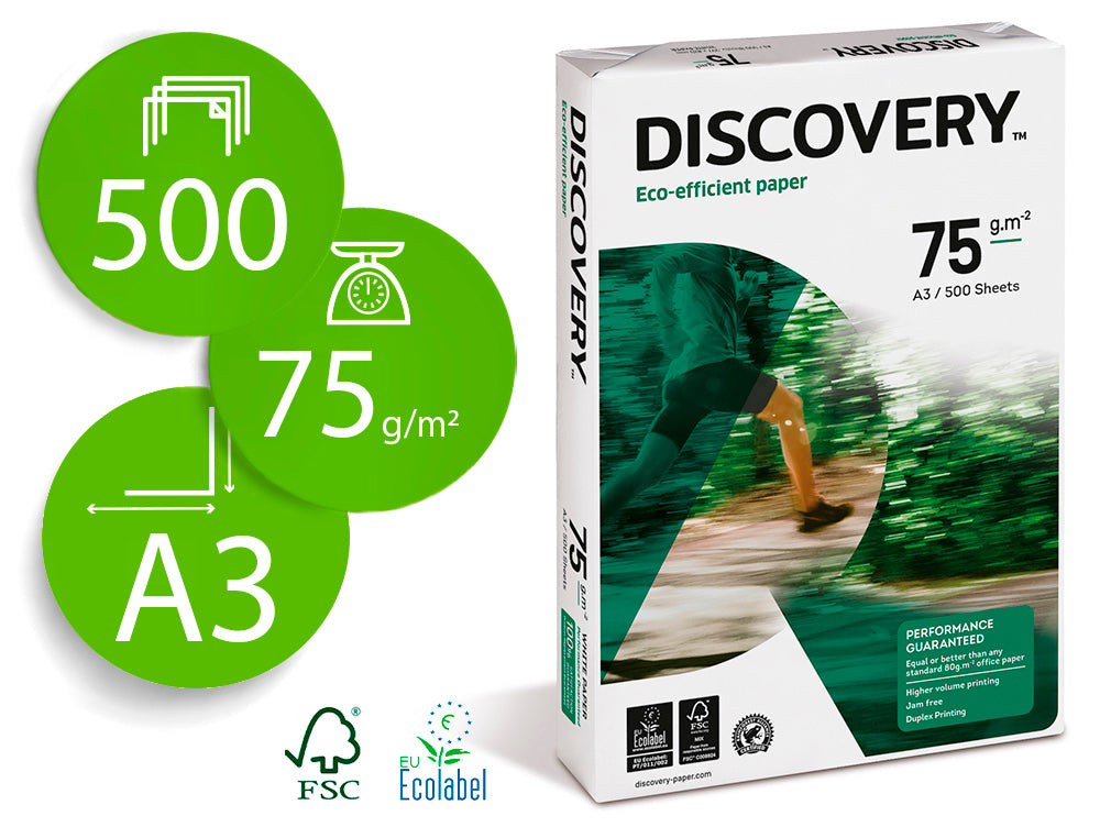 RISMA da 500FF CARTA FORMATO A3 BIANCA discovery 75 g/m²