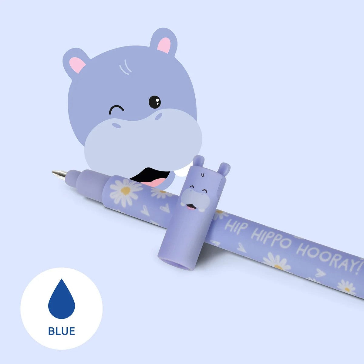 Penna Gel Cancellabile Erasable Pen Hippo Colore Blu